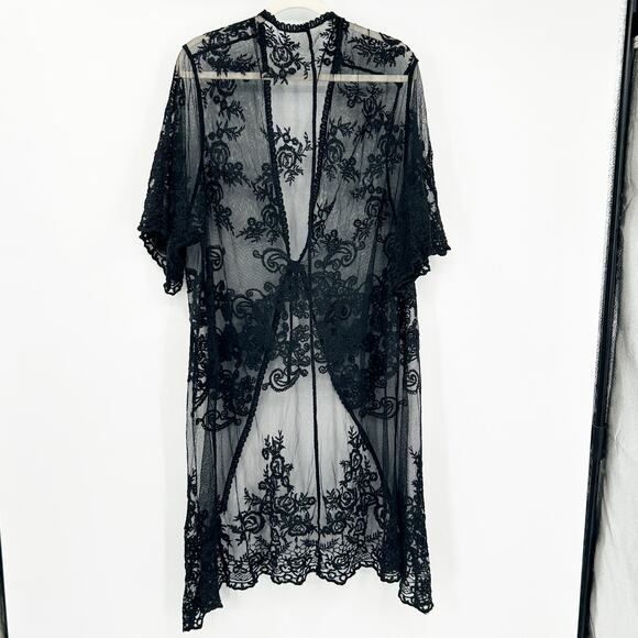 Womens Bundle Lot (2) Whimsigoth Sheer Floral Lace Kimono Swim Beach Cover Up - Picture 8 of 15